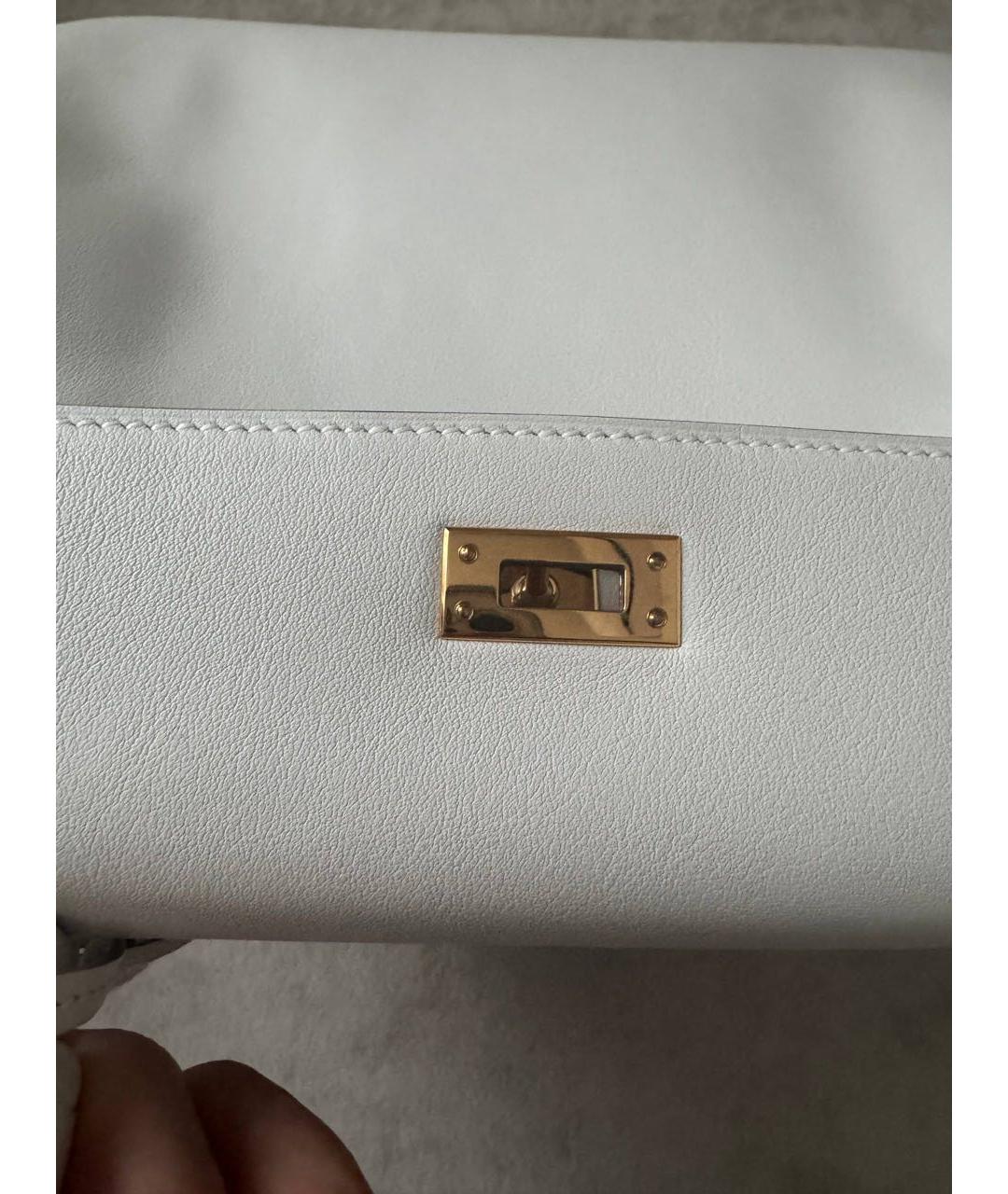 HERMES Белая кожаная сумка с короткими ручками, фото 3