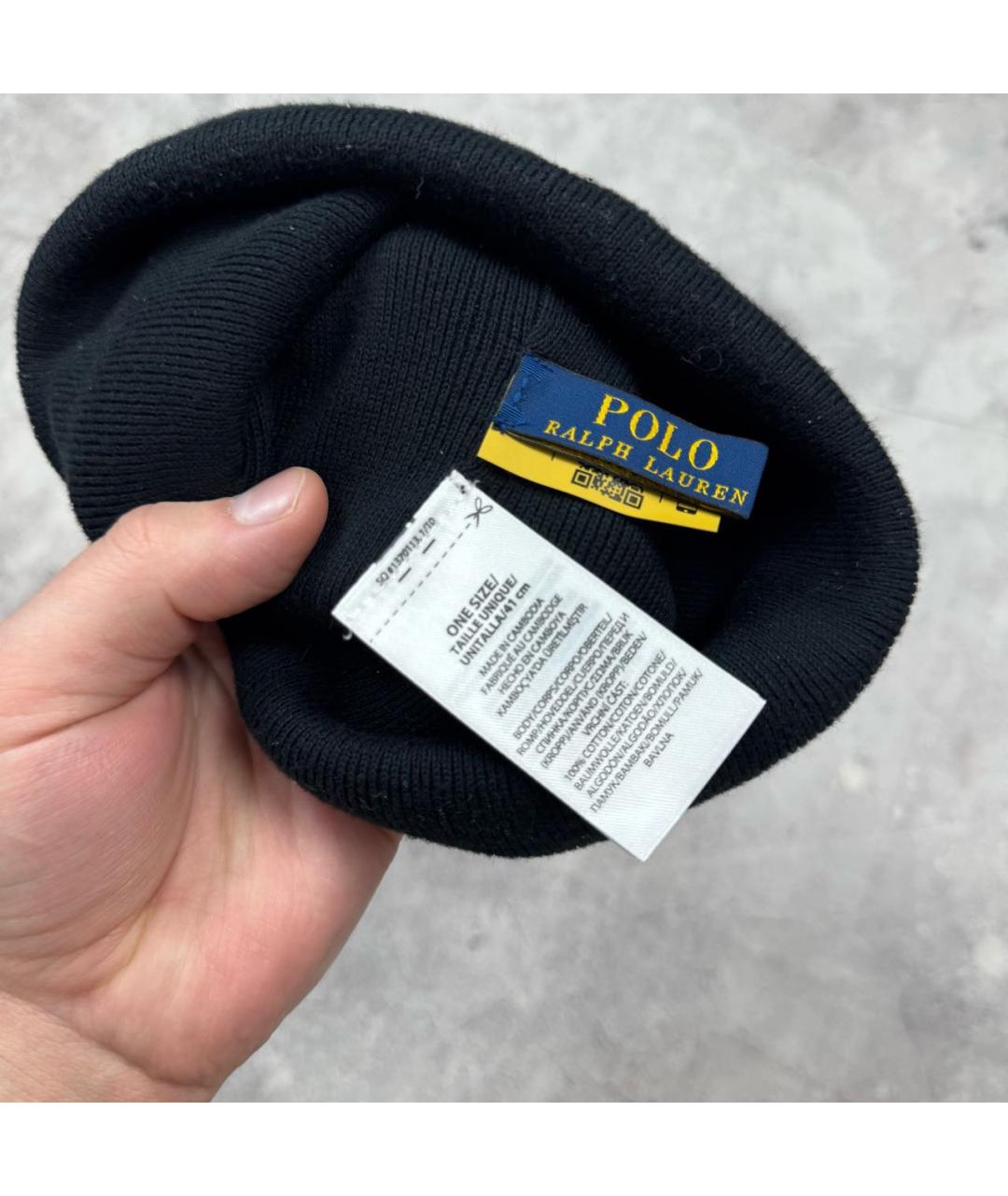 RALPH LAUREN Черная хлопковая шапка, фото 3