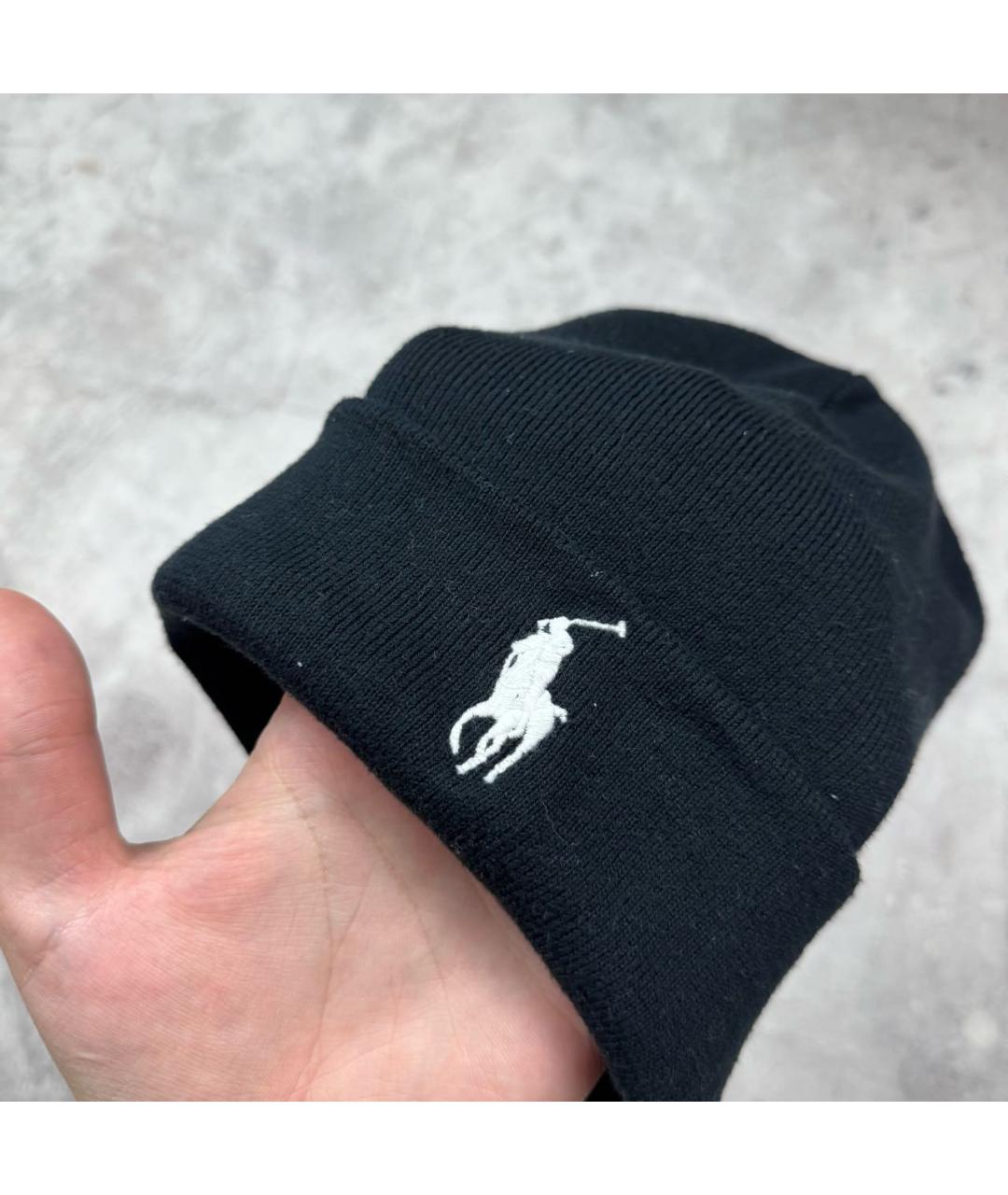 RALPH LAUREN Черная хлопковая шапка, фото 2