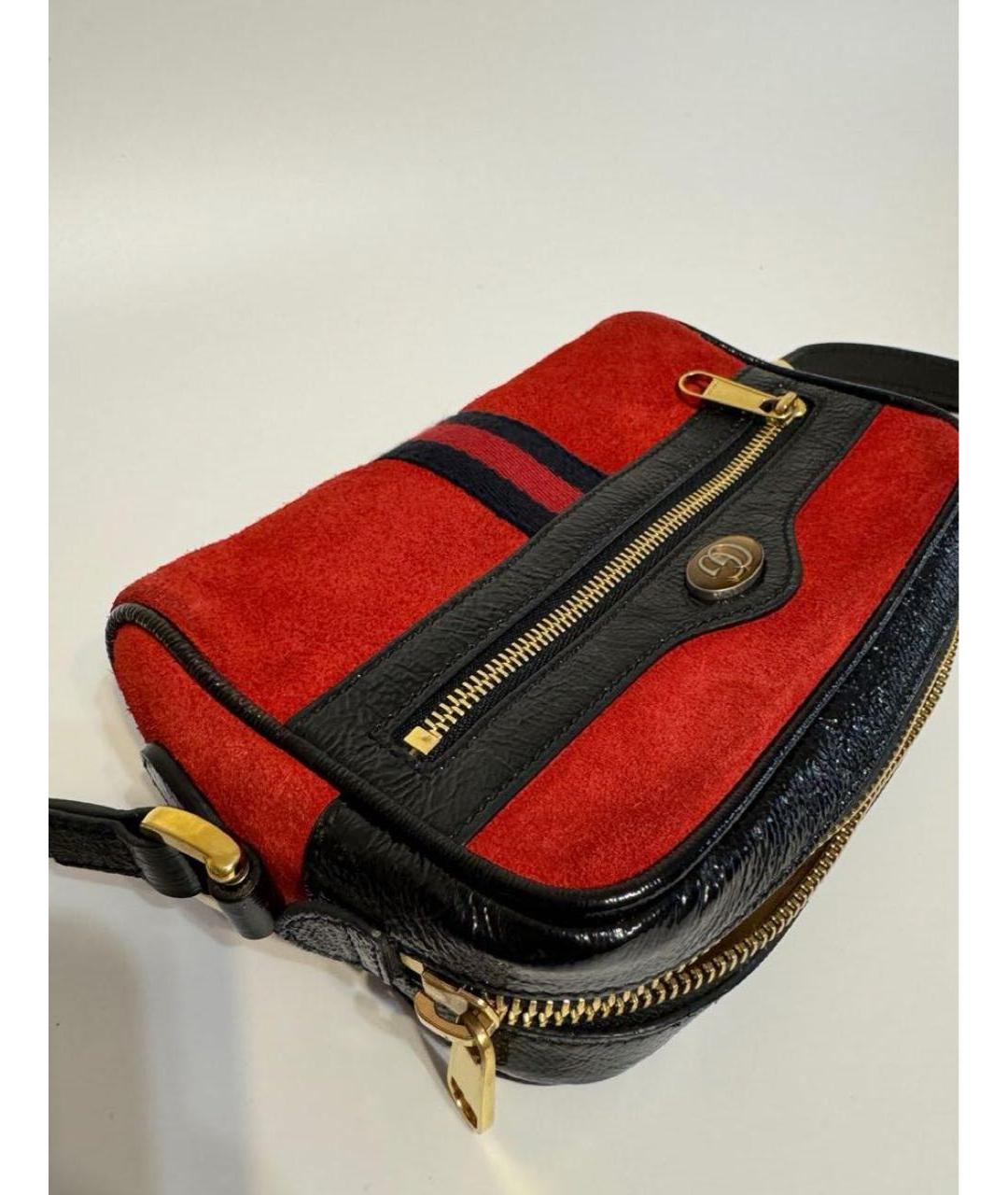 GUCCI Красная замшевая сумка через плечо, фото 2