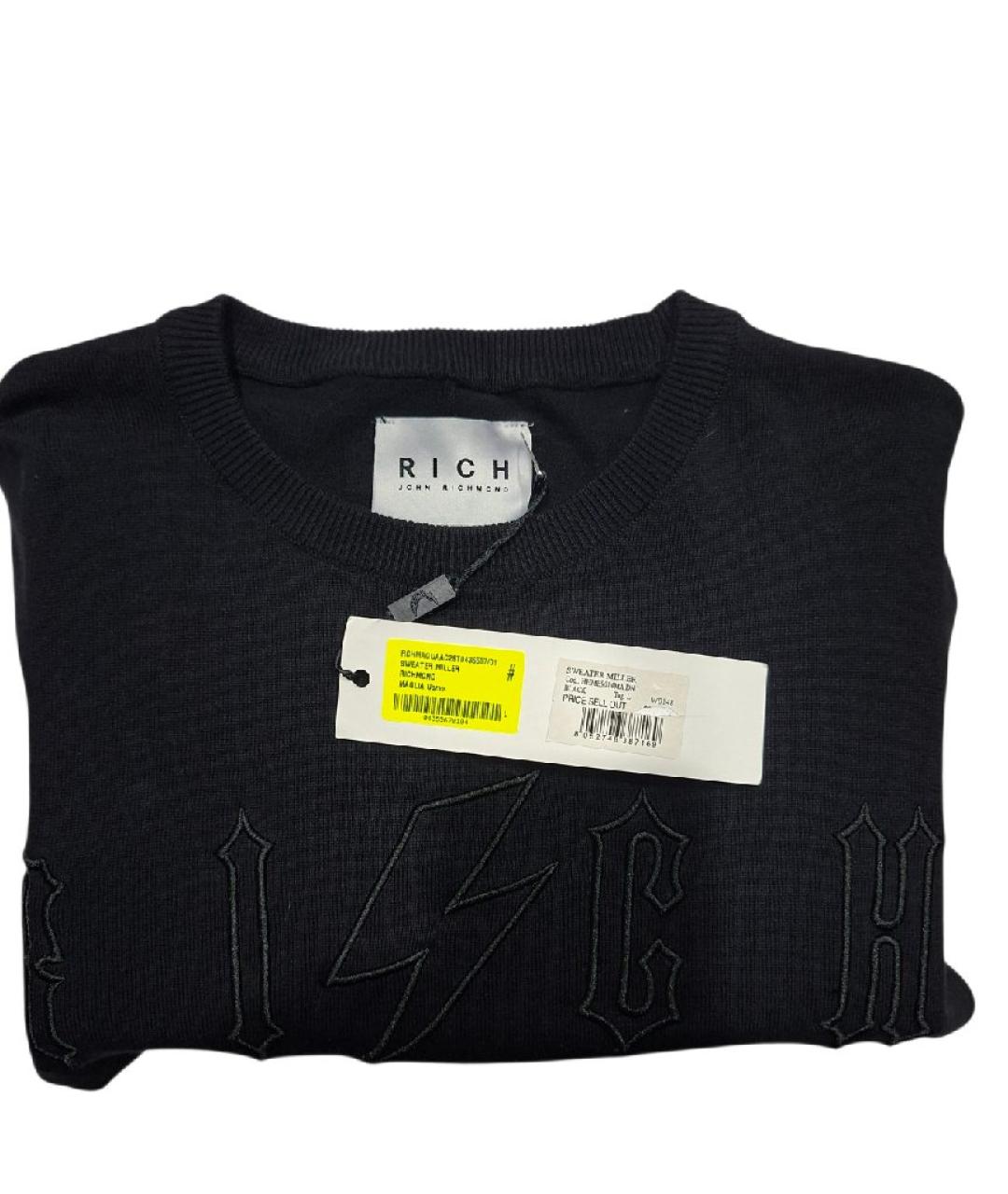 JOHN RICHMOND Черный хлопковый джемпер / свитер, фото 3