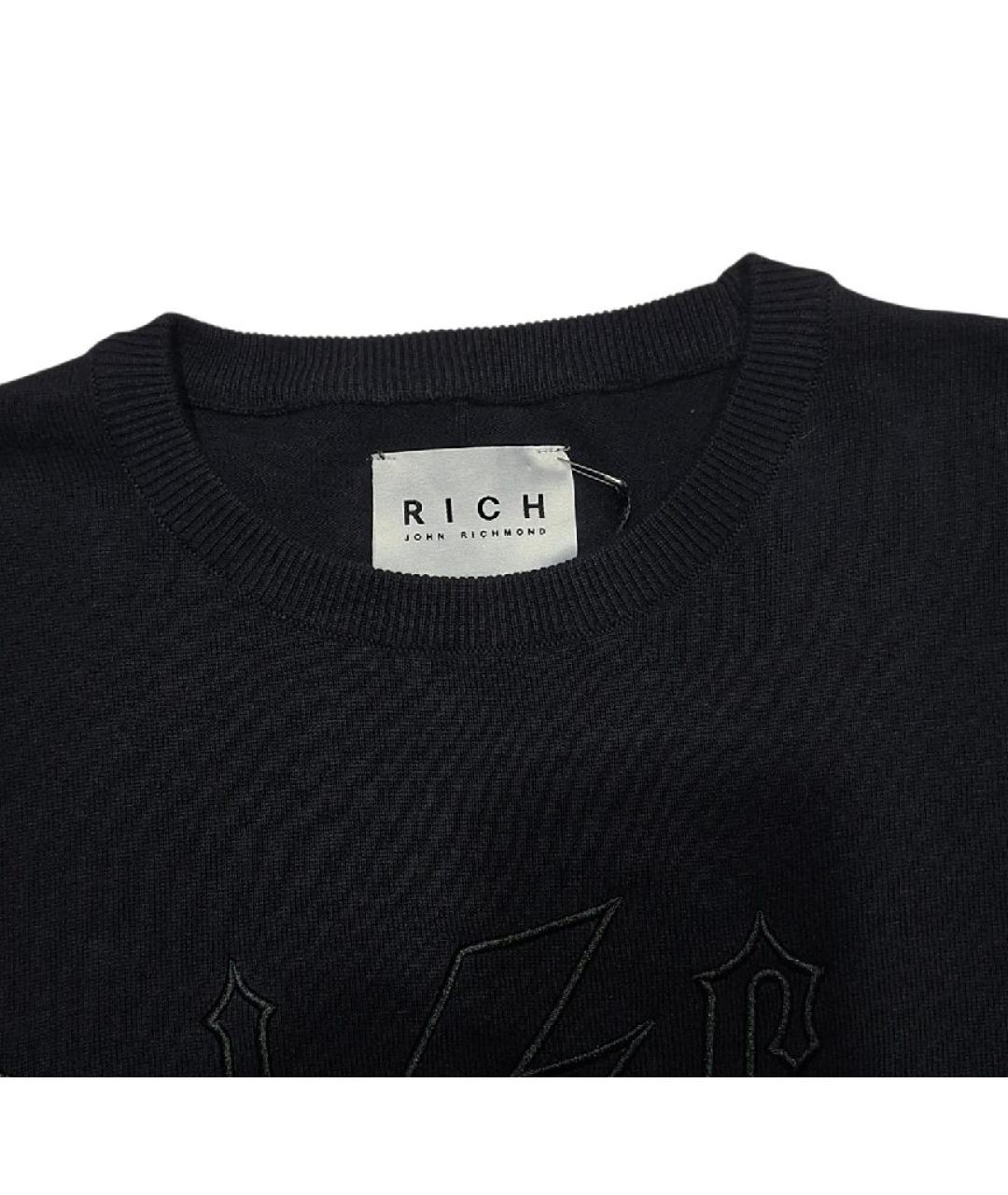 JOHN RICHMOND Черный хлопковый джемпер / свитер, фото 4