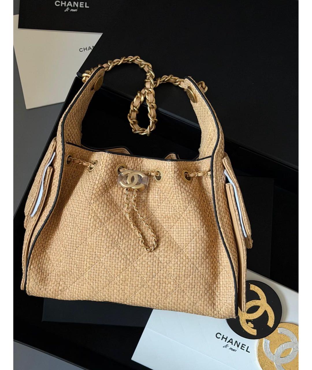 CHANEL Бежевая пелетеная сумка тоут, фото 2