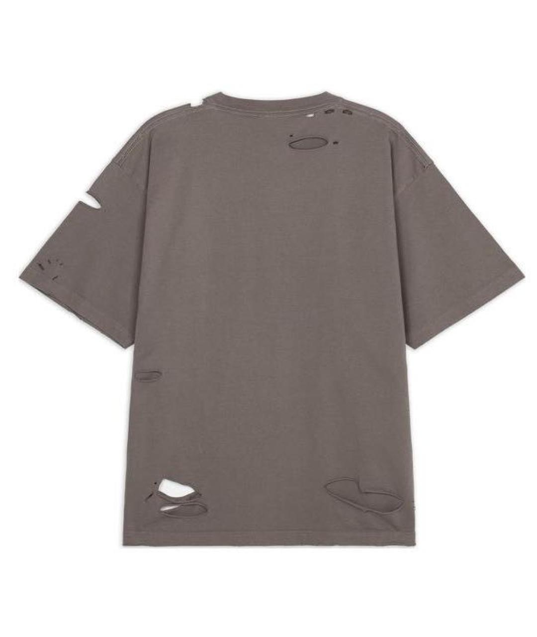 BALENCIAGA Коричневая хлопковая футболка, фото 2