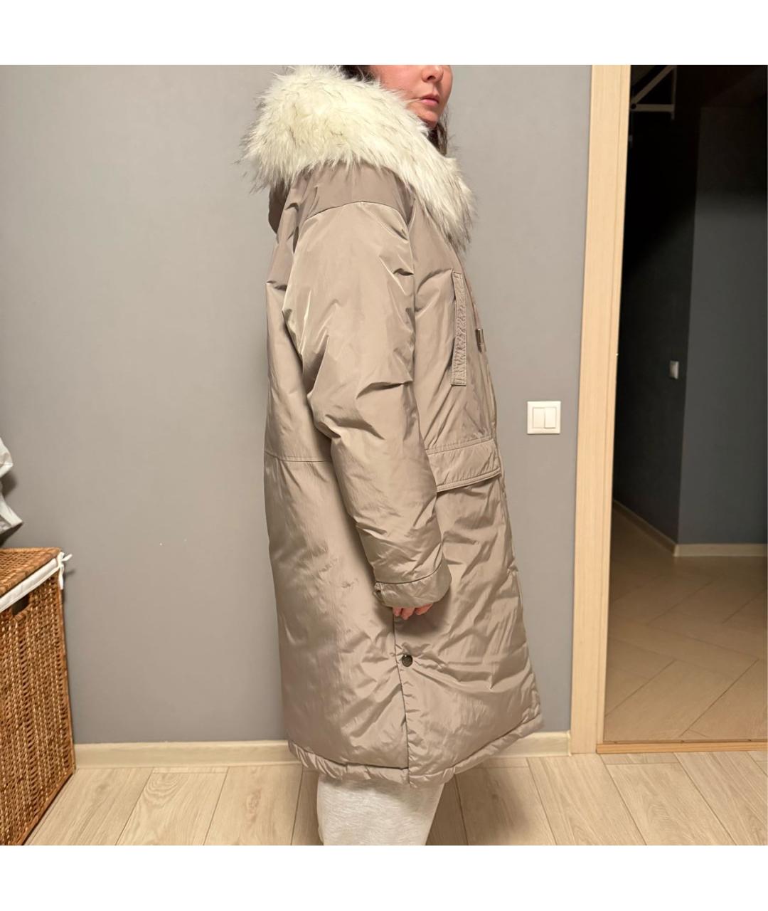 12 STOREEZ Бежевая полиэстеровая парка, фото 4