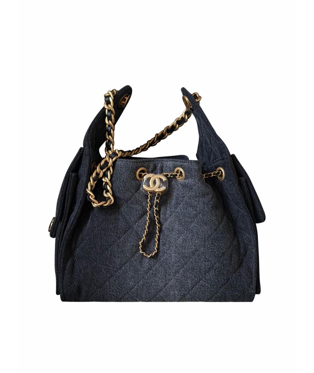 CHANEL Темно-синяя деним сумка тоут, фото 1