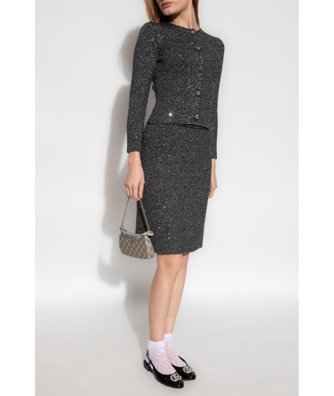 GUCCI Черная полиэстеровая юбка миди, фото 2