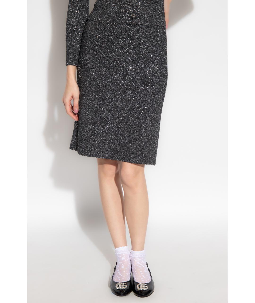 GUCCI Черная полиэстеровая юбка миди, фото 3