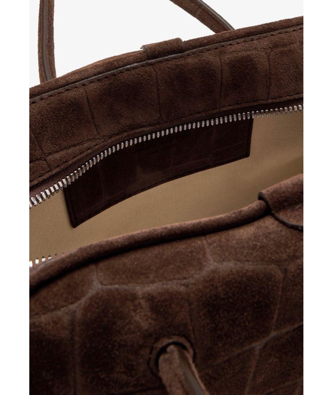 JACQUEMUS Коричневая замшевая сумка с короткими ручками, фото 7