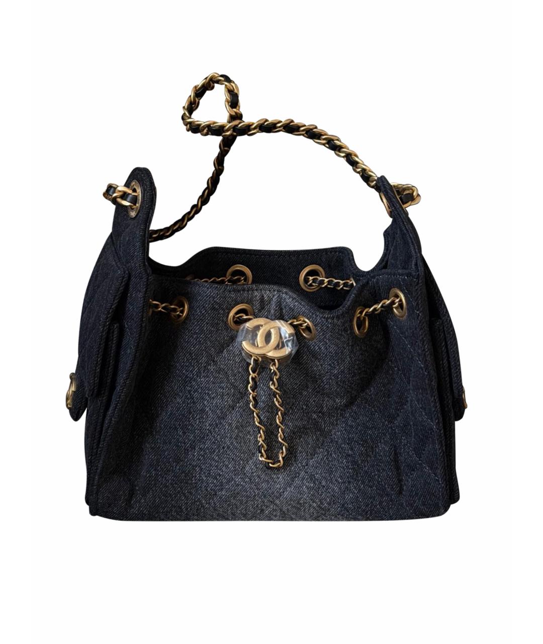 CHANEL Темно-синяя деним сумка тоут, фото 1