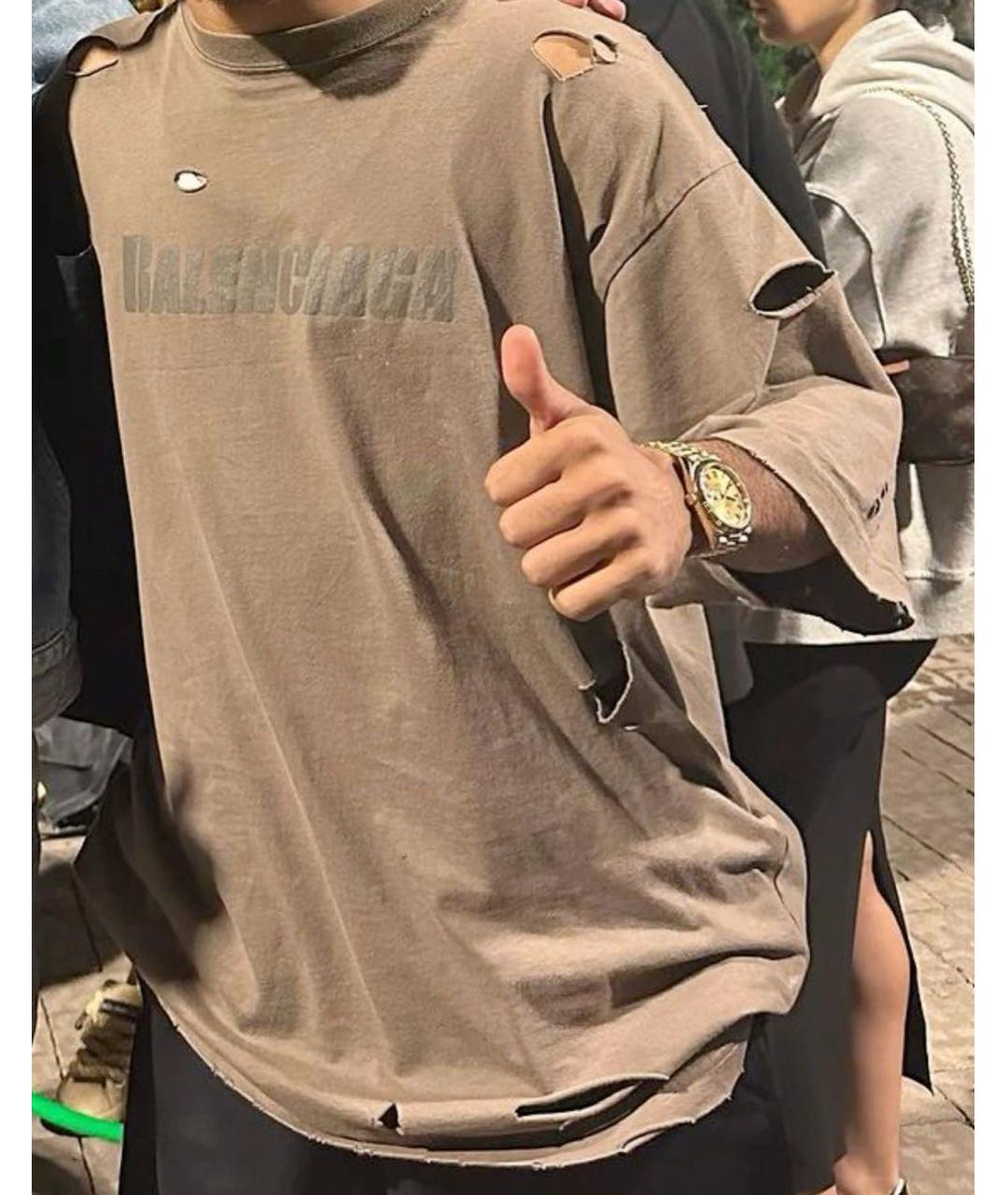 BALENCIAGA Коричневая футболка, фото 3