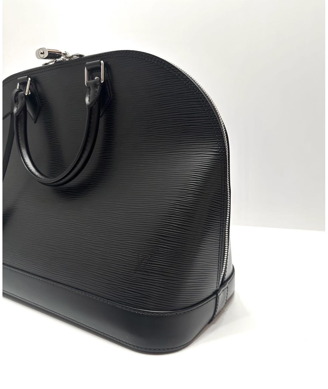 LOUIS VUITTON Черная кожаная сумка с короткими ручками, фото 5