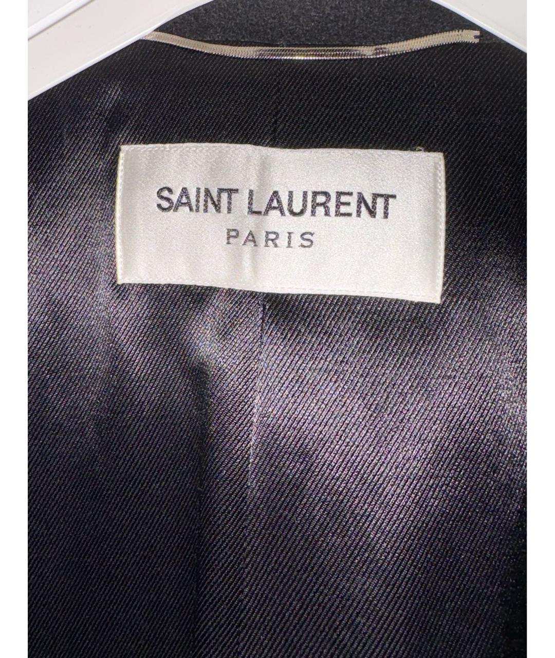 SAINT LAURENT Черное шерстяное пальто, фото 4