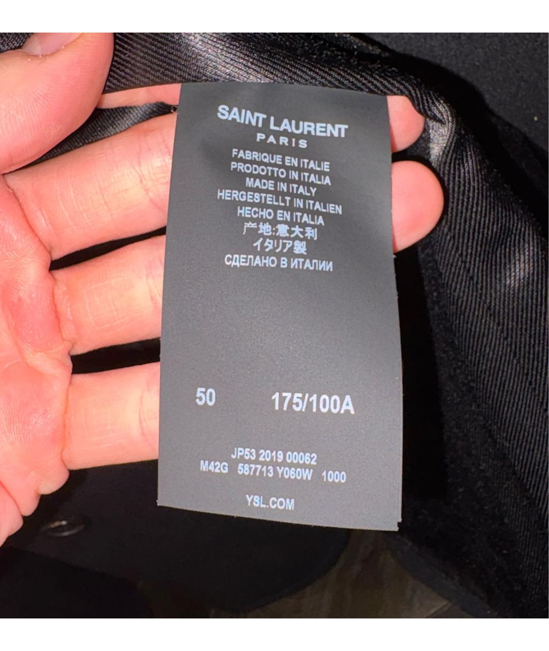 SAINT LAURENT Черное шерстяное пальто, фото 5
