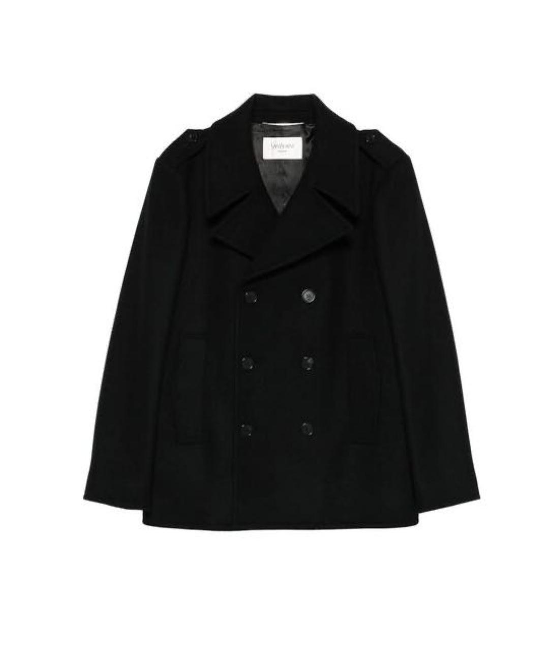 SAINT LAURENT Черное шерстяное пальто, фото 6