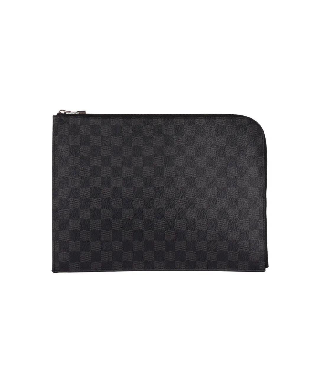 LOUIS VUITTON Черная кожаная папка для документов, фото 1