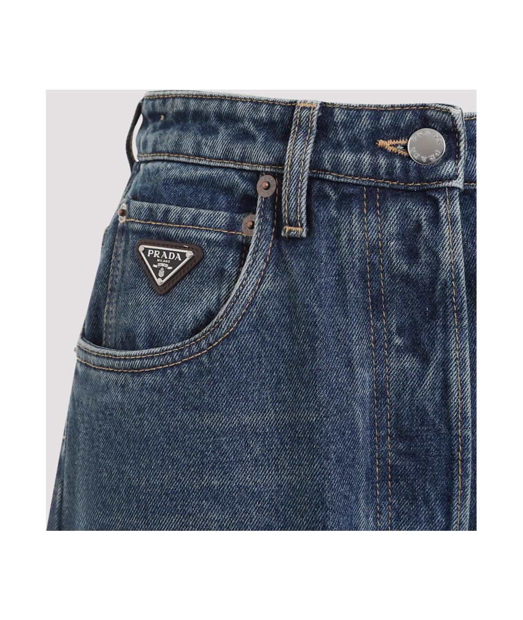 PRADA Синие хлопковые прямые джинсы, фото 3