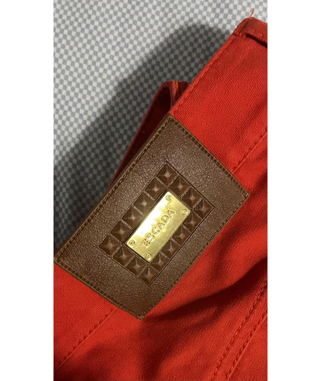 ESCADA Оранжевое хлопковые прямые брюки, фото 4