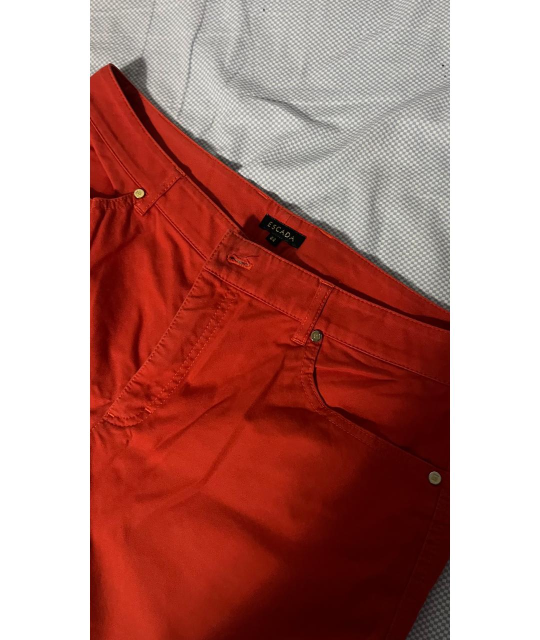 ESCADA Оранжевое хлопковые прямые брюки, фото 8