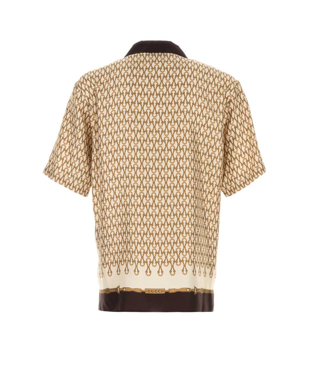 GUCCI Бежевая шелковая кэжуал рубашка, фото 2