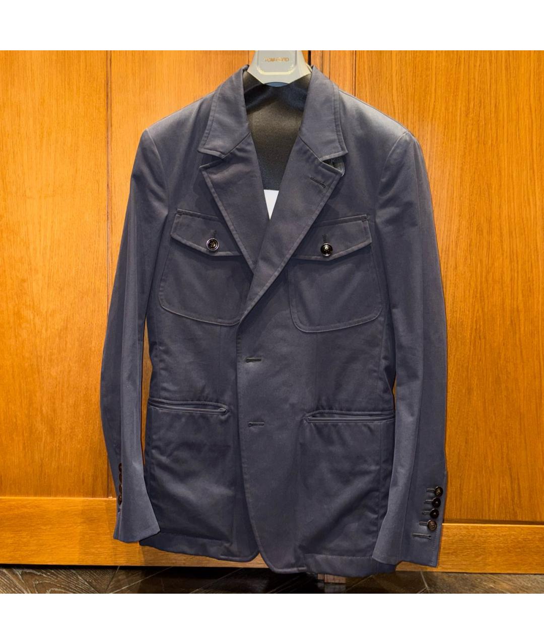 TOM FORD Темно-синий хлопковый пиджак, фото 5