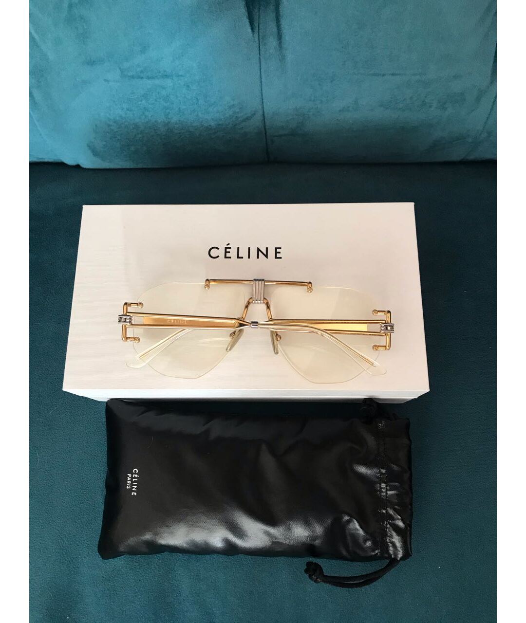 CELINE Бежевые пластиковые солнцезащитные очки, фото 7