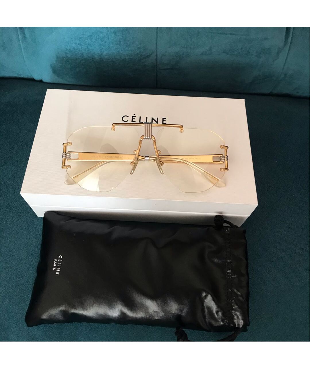 CELINE Бежевые пластиковые солнцезащитные очки, фото 2