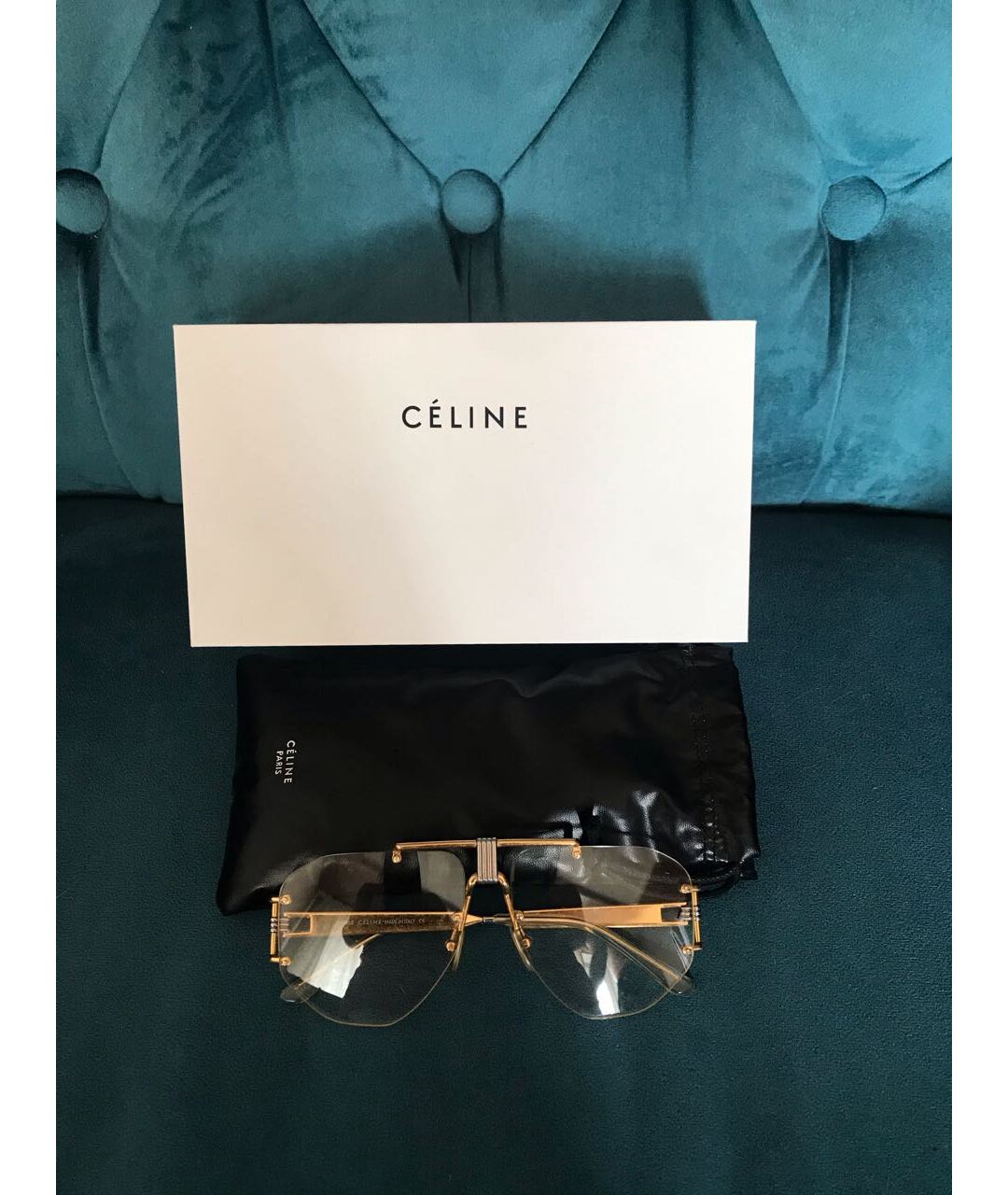CELINE Бежевые пластиковые солнцезащитные очки, фото 6