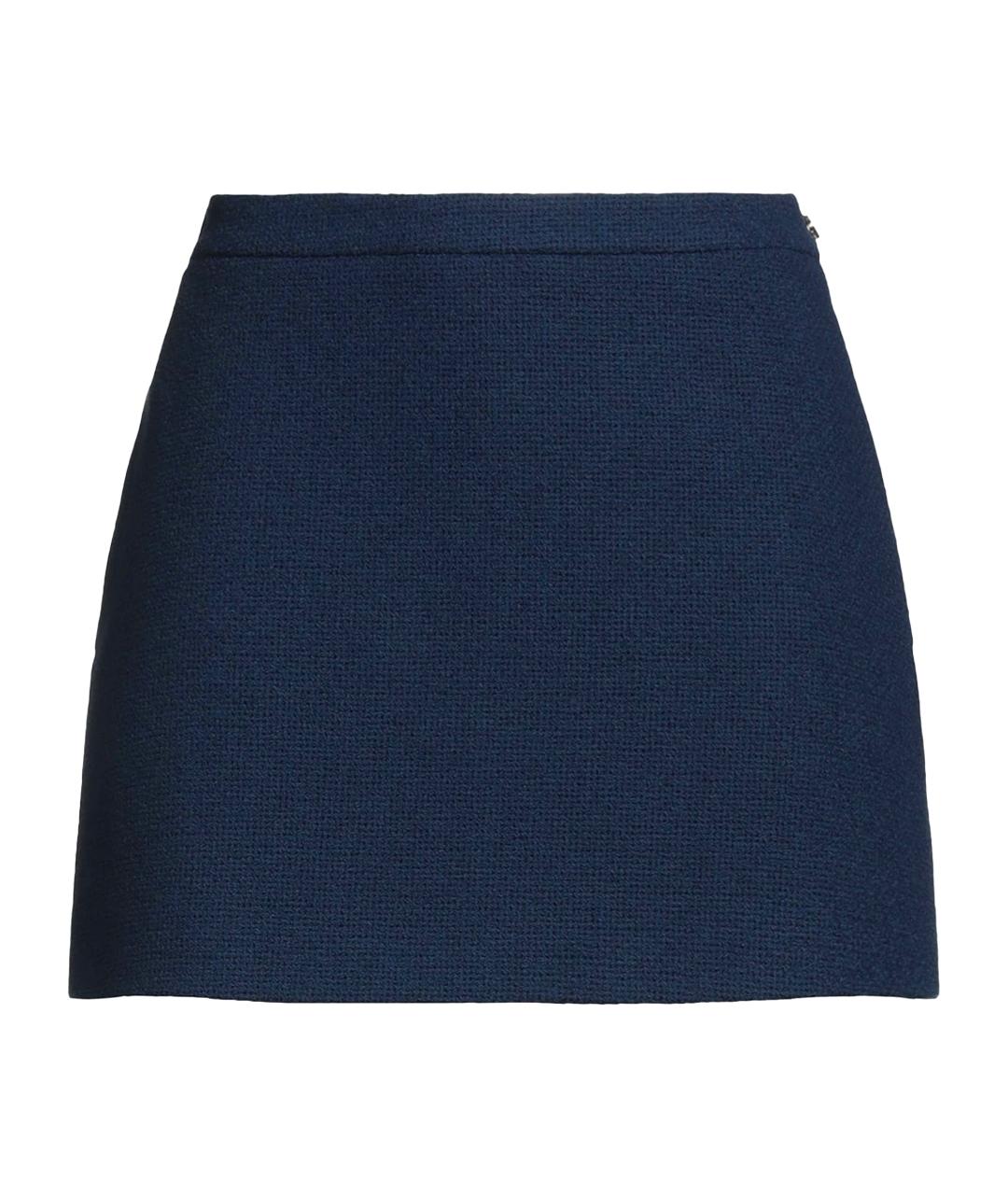 GUCCI Темно-синяя хлопковая юбка мини, фото 1
