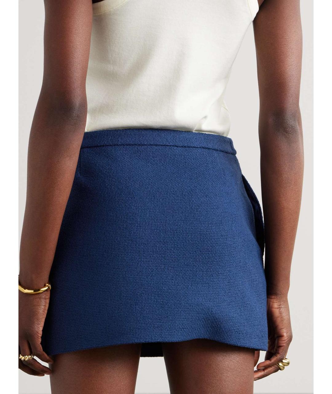 GUCCI Темно-синяя хлопковая юбка мини, фото 4