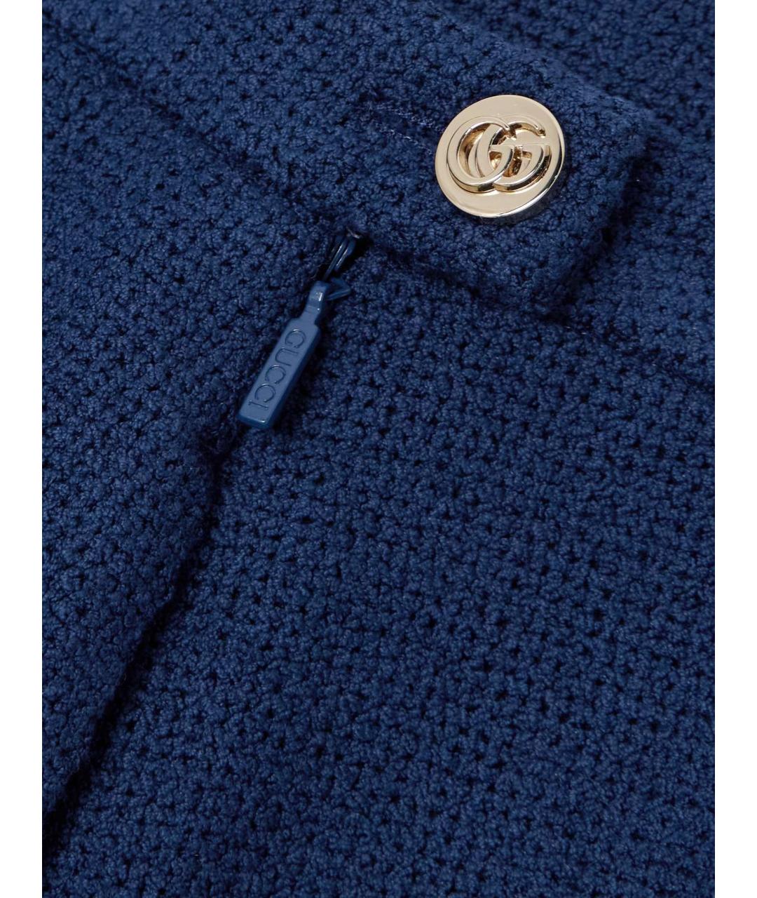 GUCCI Темно-синяя хлопковая юбка мини, фото 7