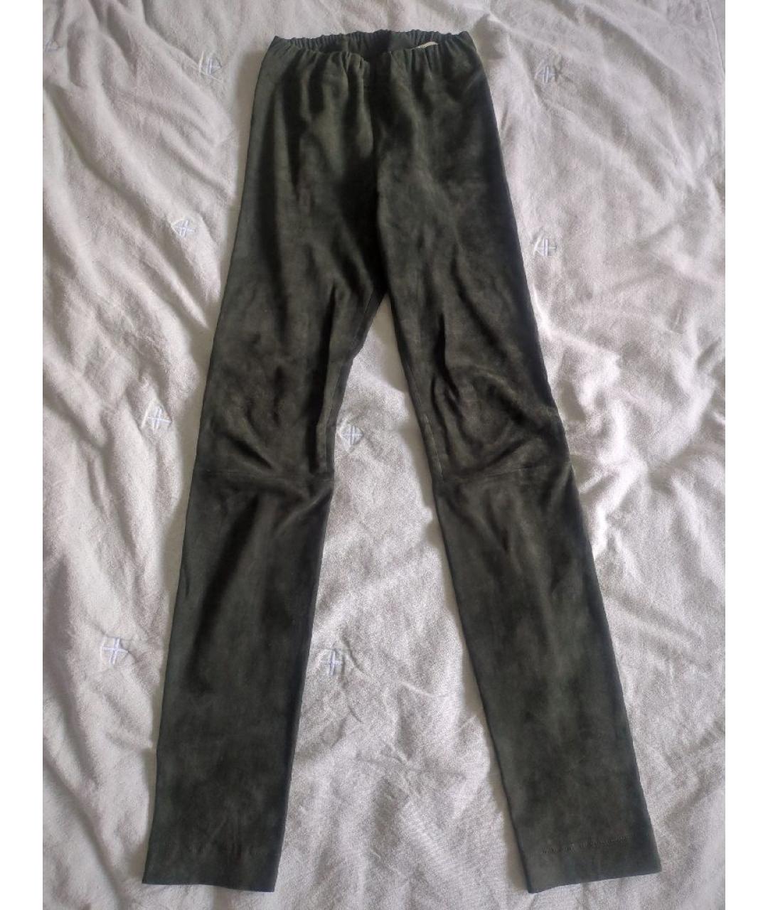 THE ROW Зеленые замшевые леггинсы и велосипедки, фото 5