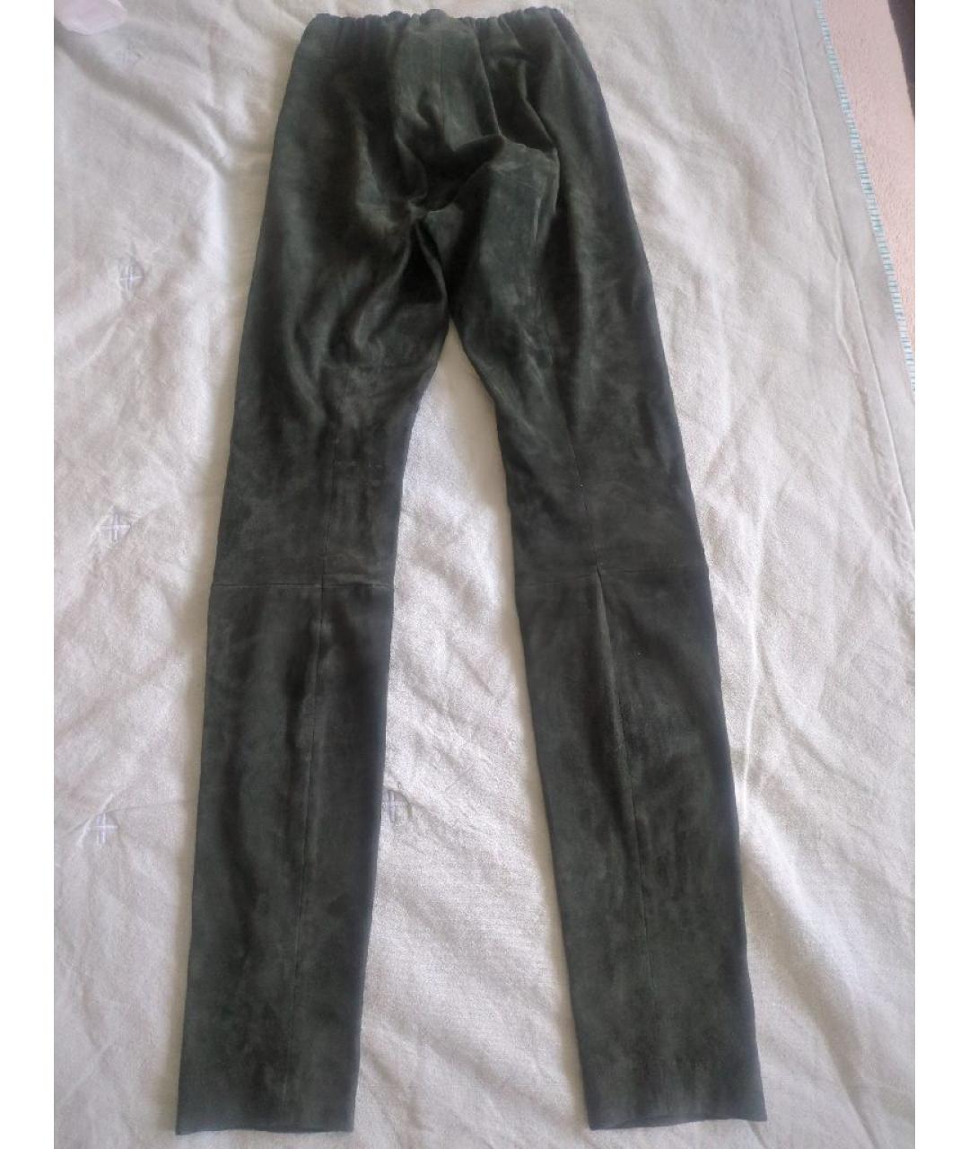 THE ROW Зеленые замшевые леггинсы и велосипедки, фото 4