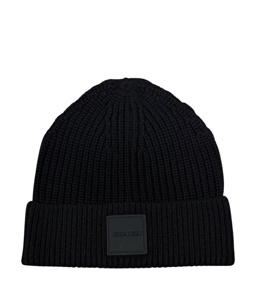 COACH Черная шерстяная шапка, фото 1