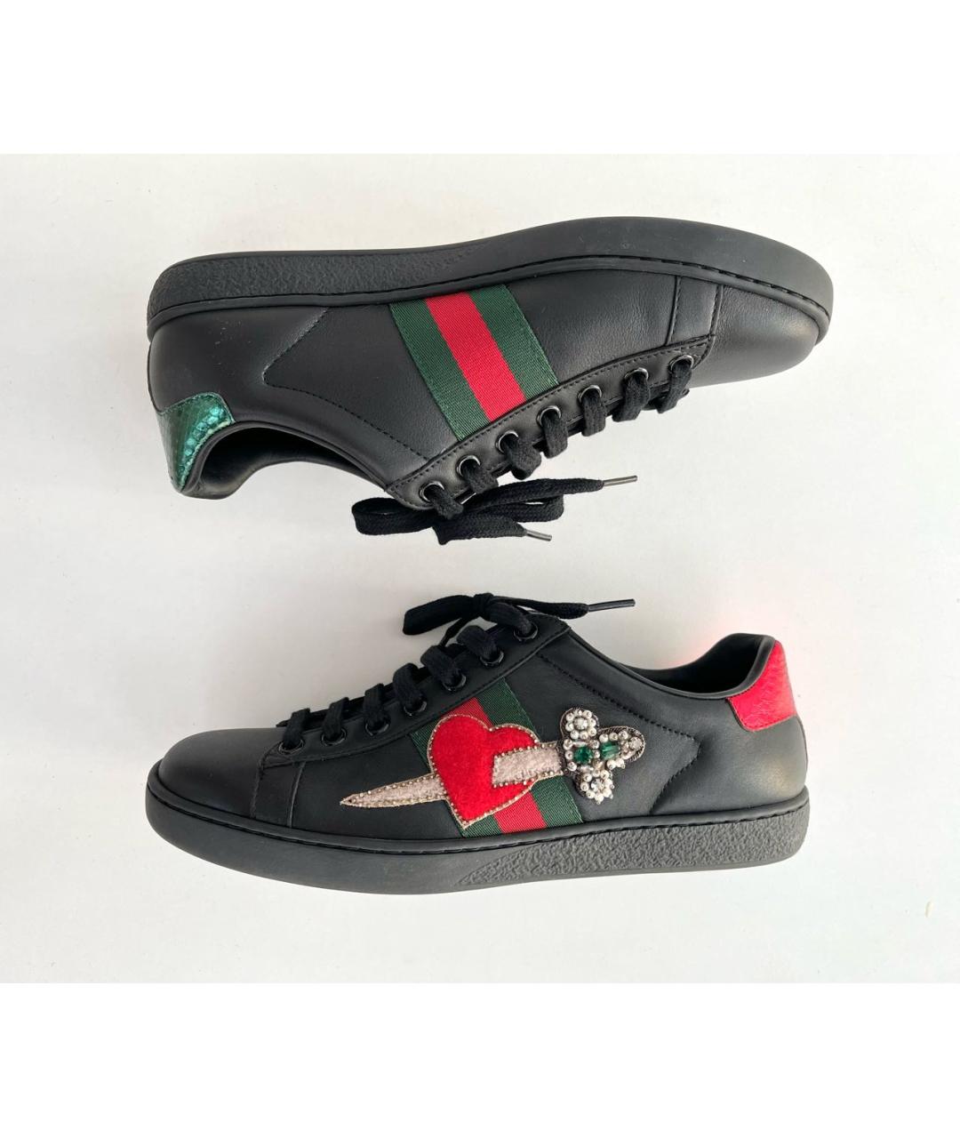 GUCCI Черные кожаные кеды, фото 2