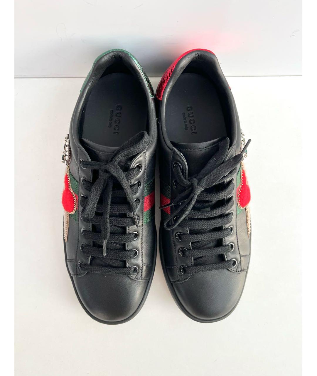 GUCCI Черные кожаные кеды, фото 4