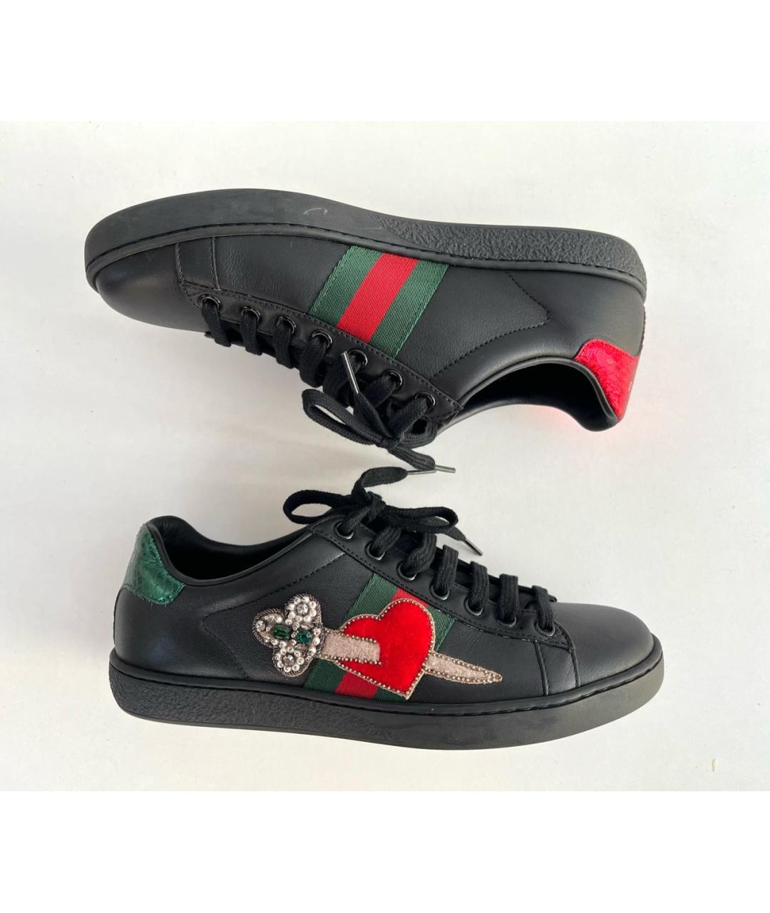 GUCCI Черные кожаные кеды, фото 9