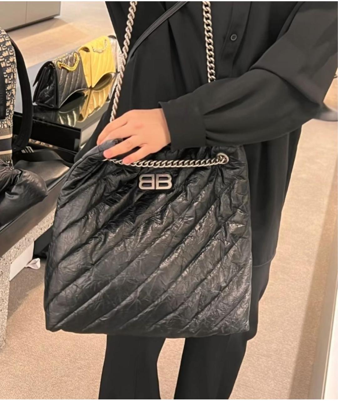 BALENCIAGA Черная кожаная сумка через плечо, фото 5