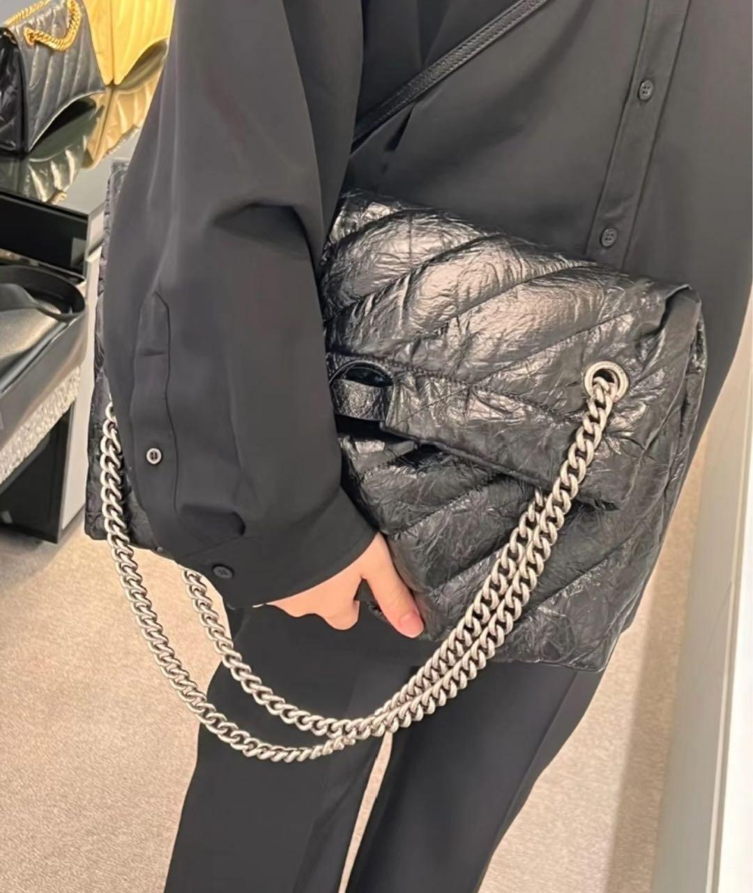 BALENCIAGA Черная кожаная сумка через плечо, фото 7