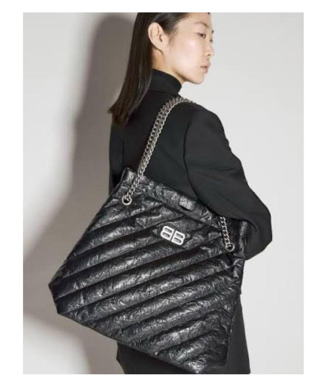 BALENCIAGA Черная кожаная сумка через плечо, фото 3