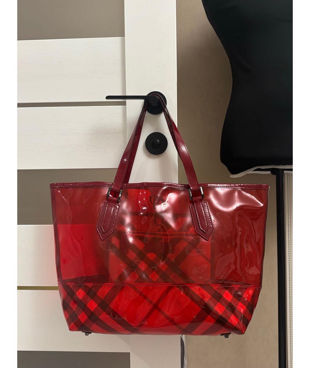 BURBERRY Красная сумка тоут, фото 3