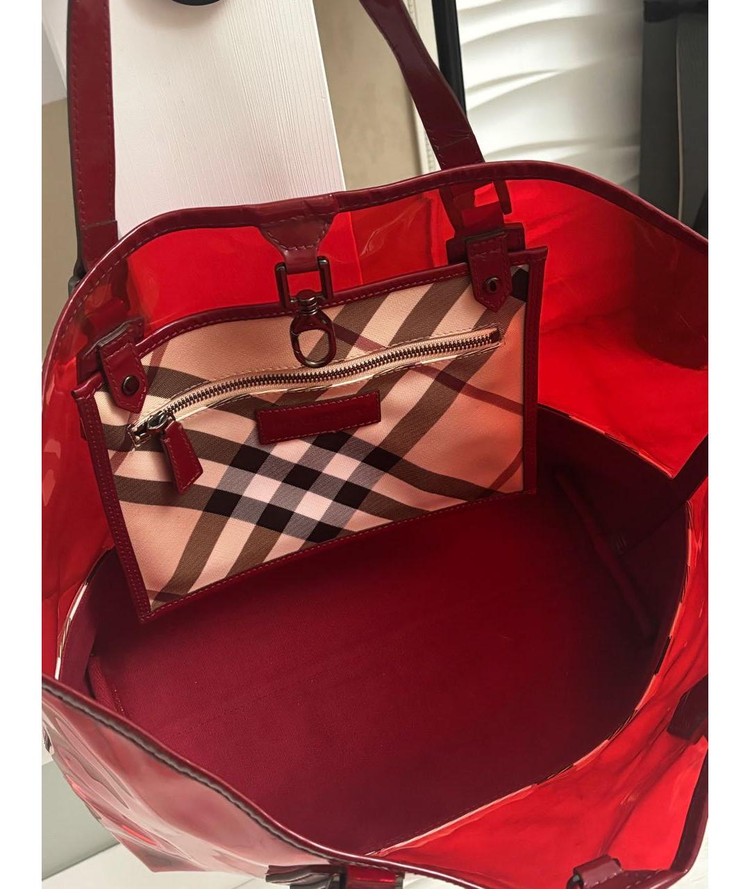 BURBERRY Красная сумка тоут, фото 4