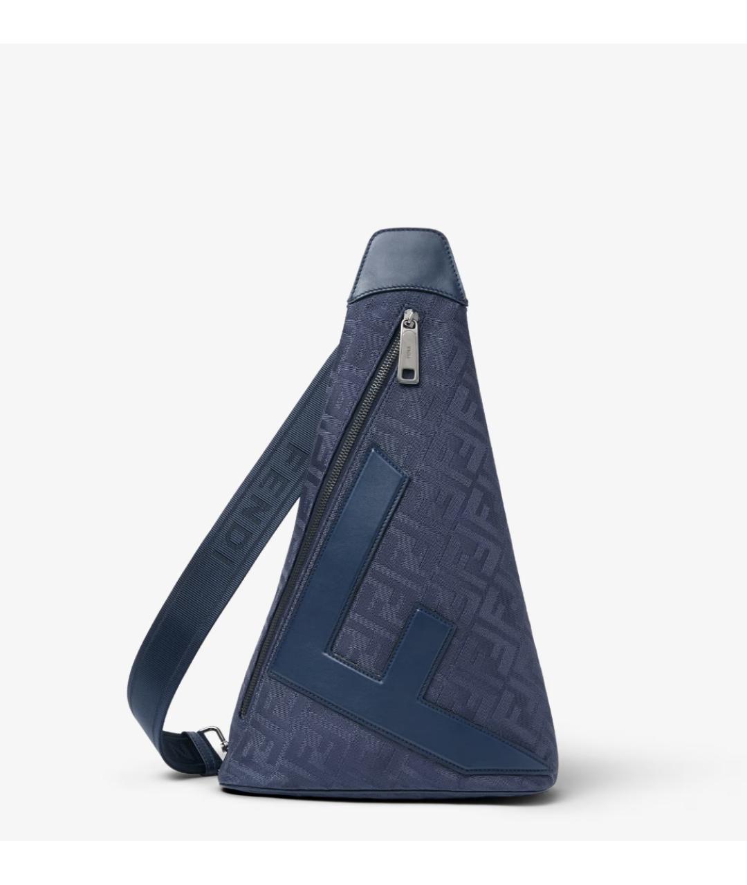 FENDI Синяя жаккардовая сумка на плечо, фото 6