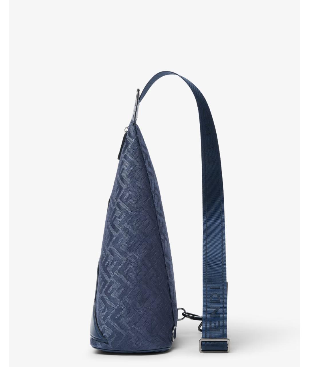 FENDI Синяя жаккардовая сумка на плечо, фото 2