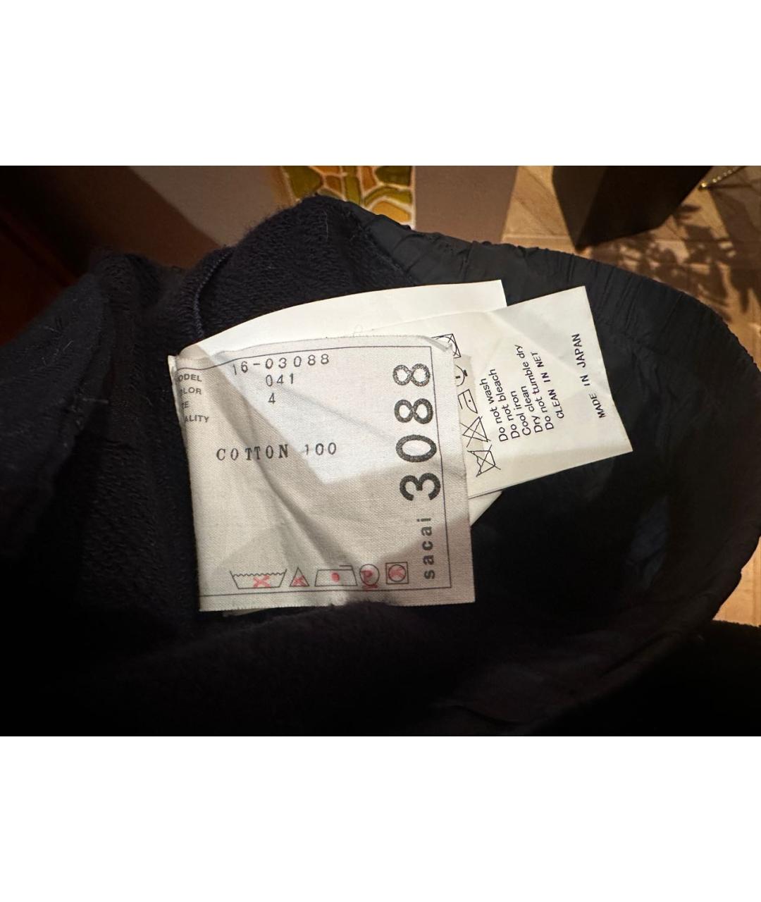 SACAI Темно-синие хлопковые шорты, фото 4