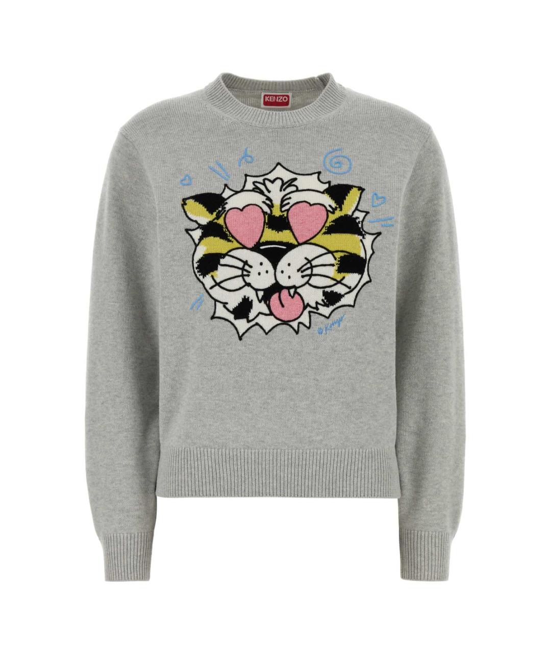 KENZO Серый шерстяной джемпер / свитер, фото 1