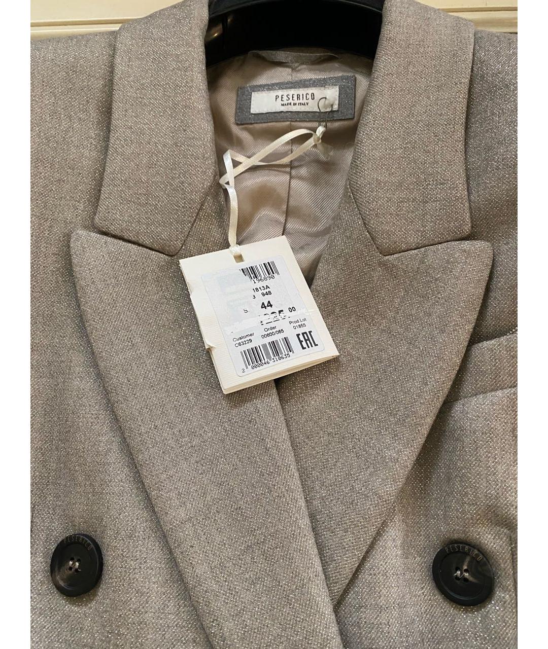 PESERICO Бежевый шерстяной жакет/пиджак, фото 8