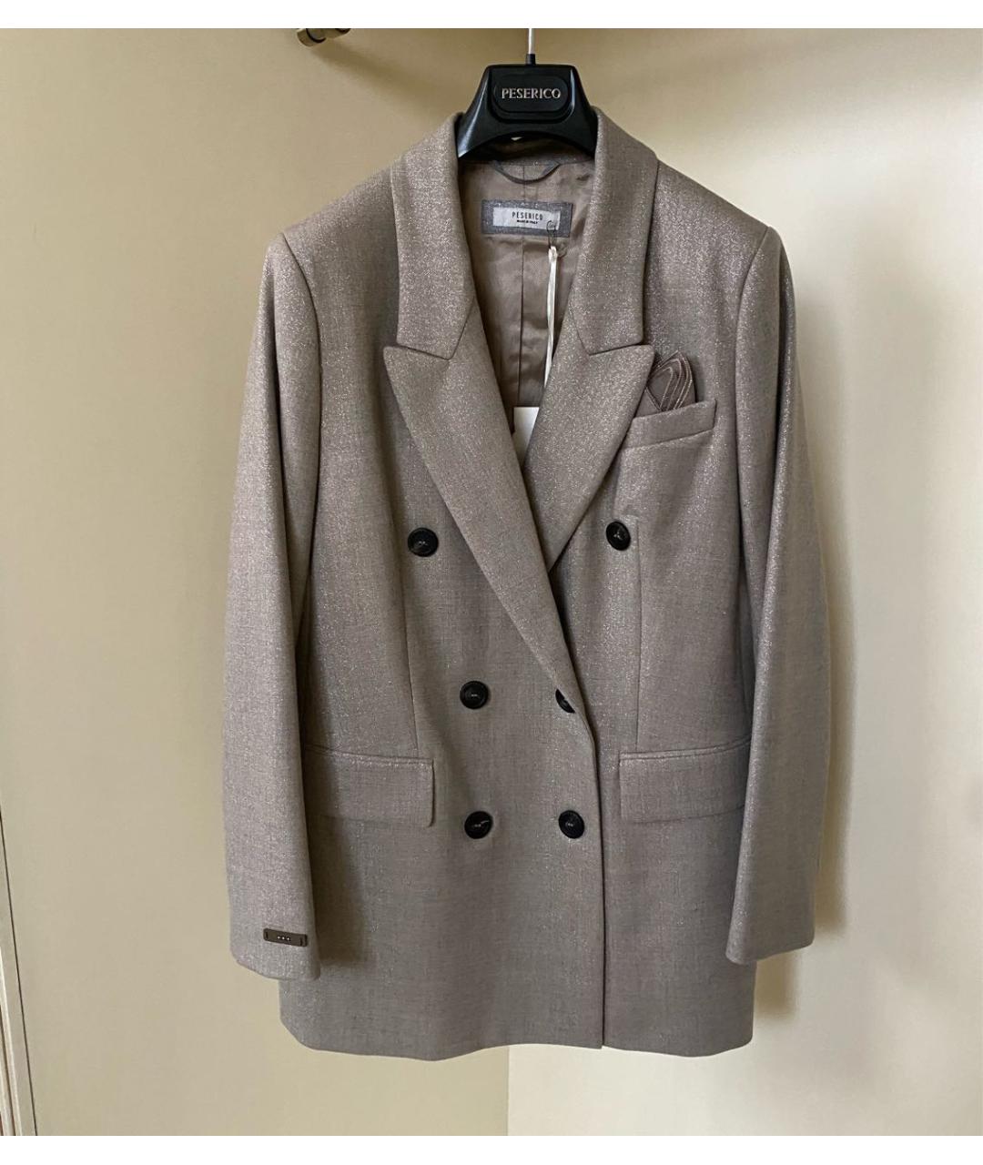 PESERICO Бежевый шерстяной жакет/пиджак, фото 3