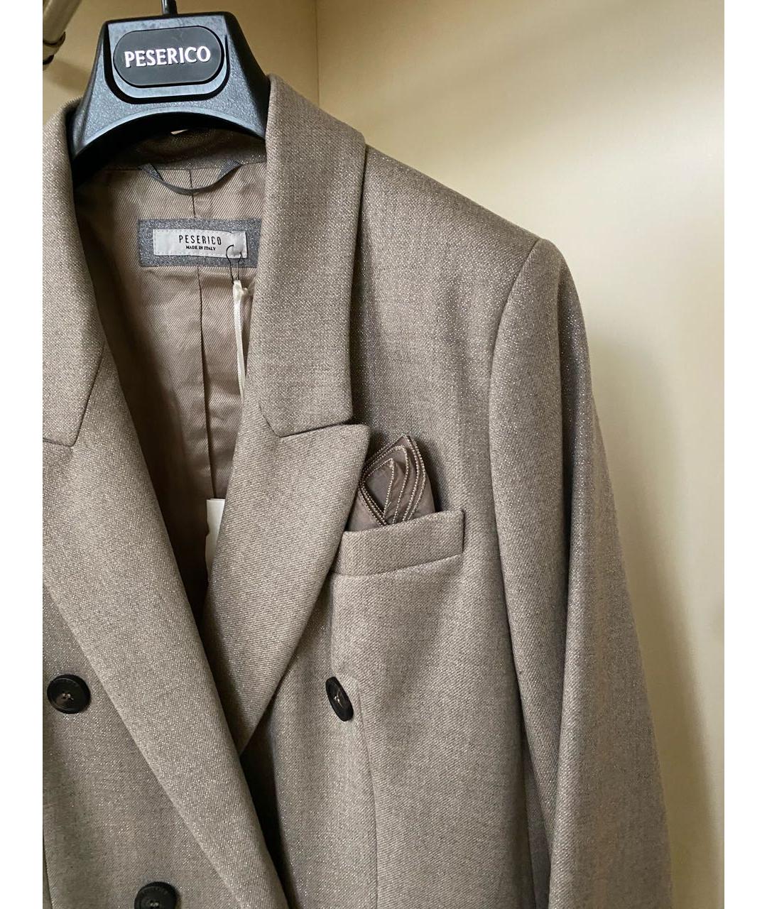 PESERICO Бежевый шерстяной жакет/пиджак, фото 4