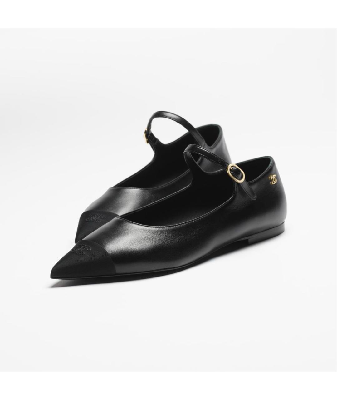 CHANEL Черные кожаные балетки, фото 2